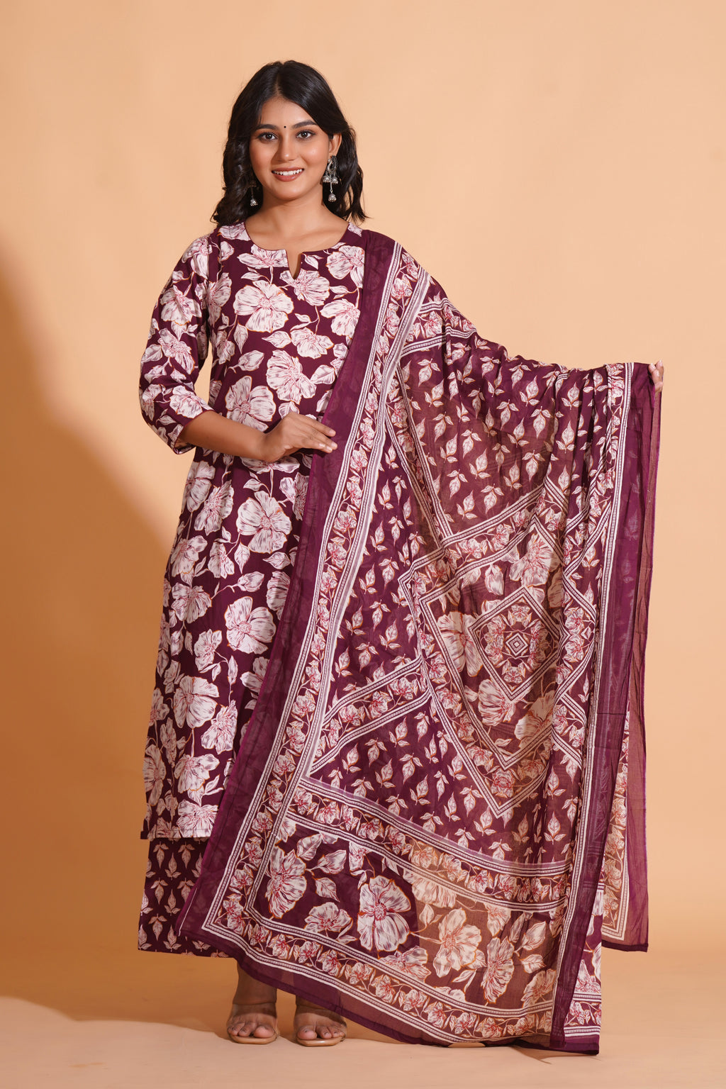 Majestic Maroon Floral suit set