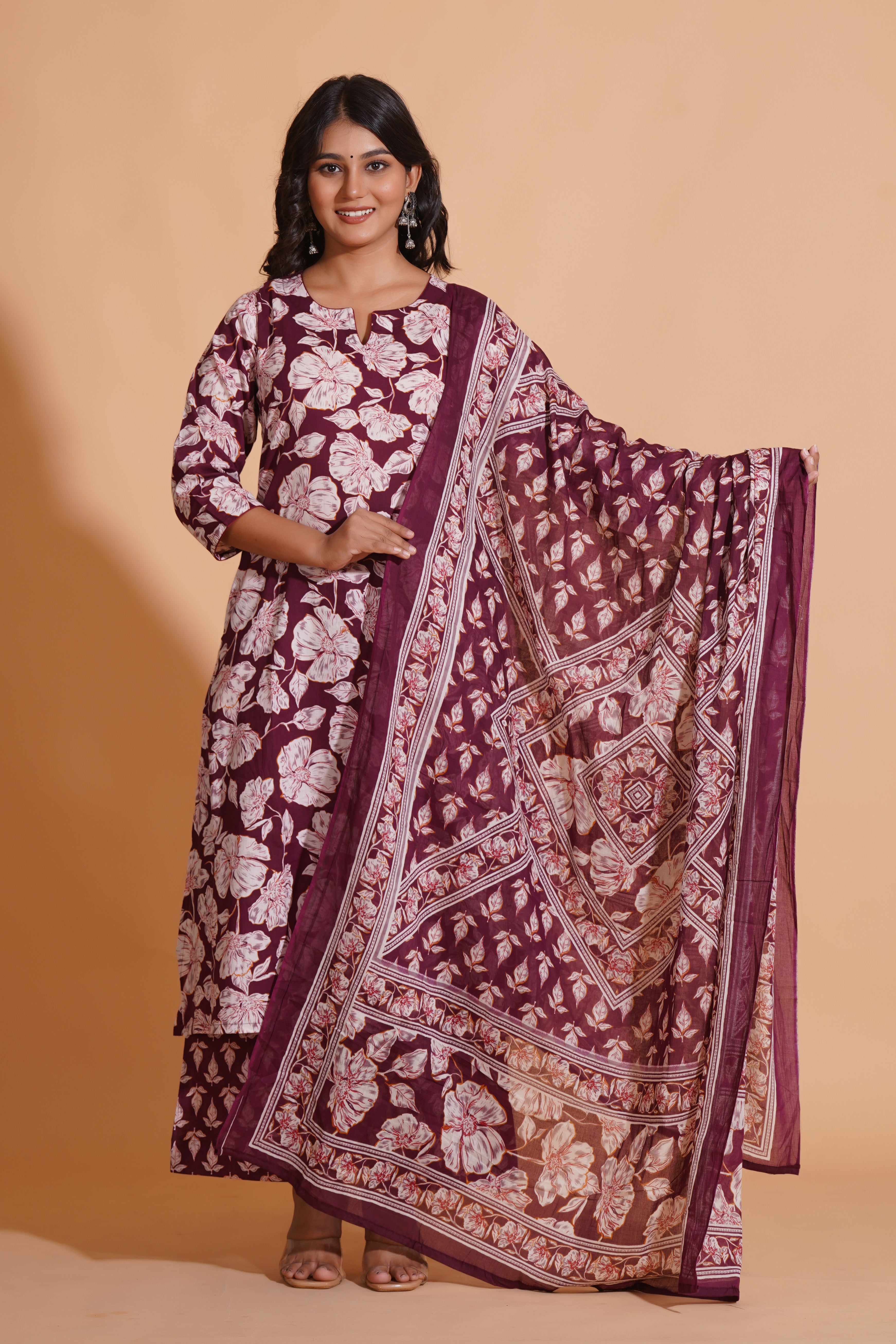 Majestic Maroon Floral suit set