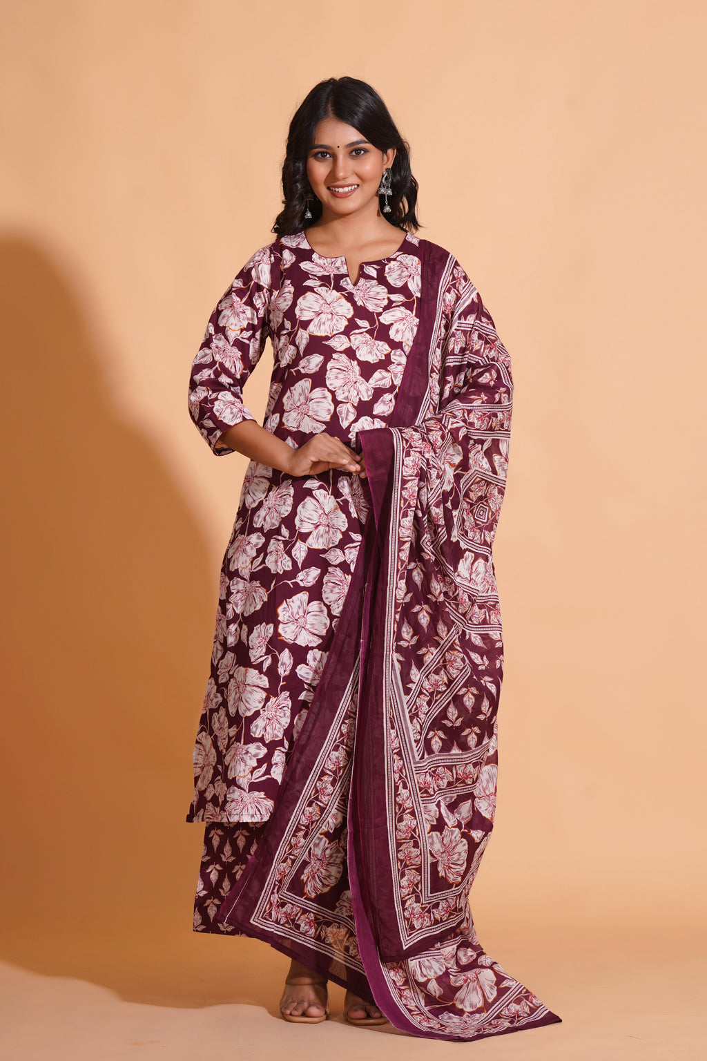 Majestic Maroon Floral suit set