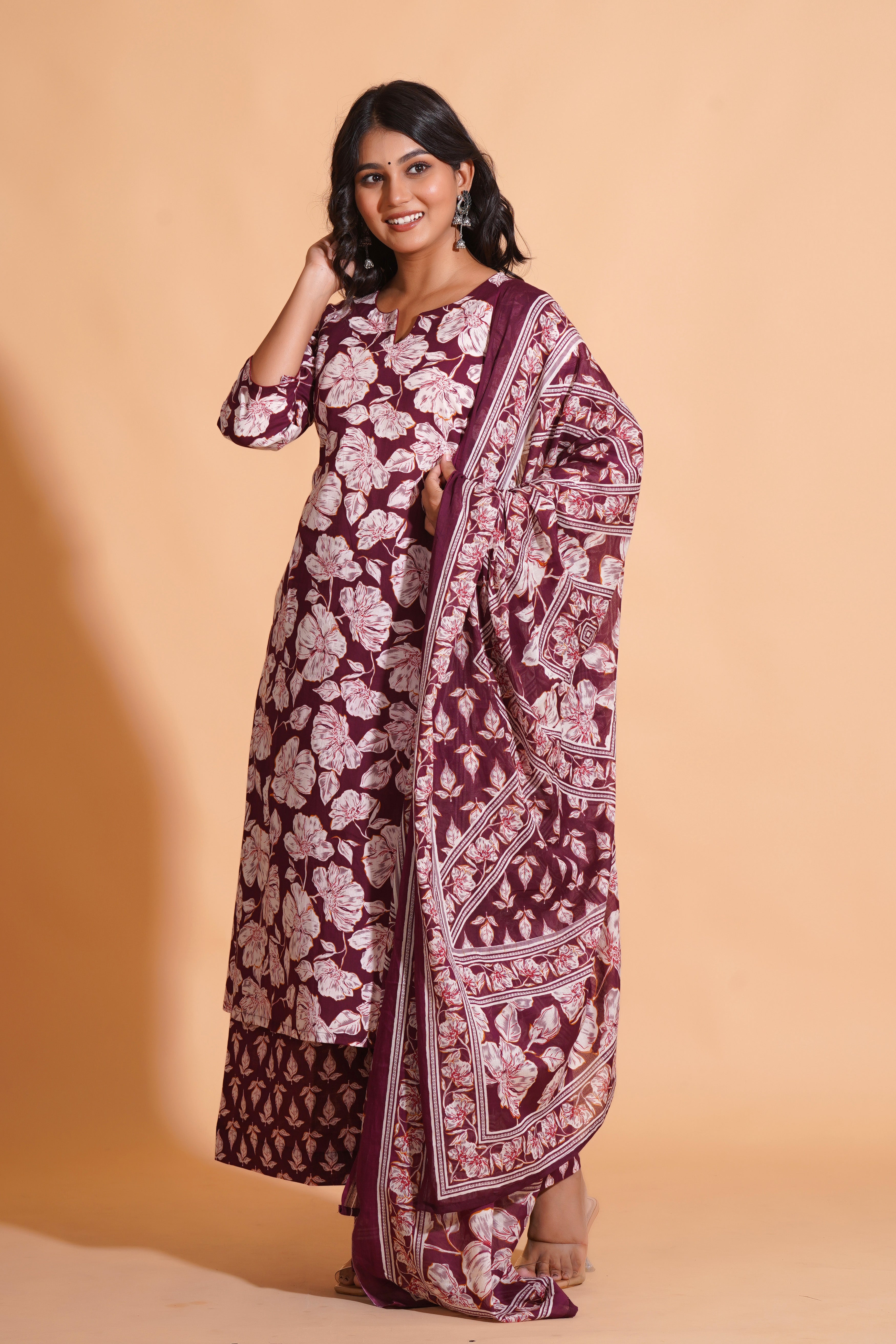 Majestic Maroon Floral suit set