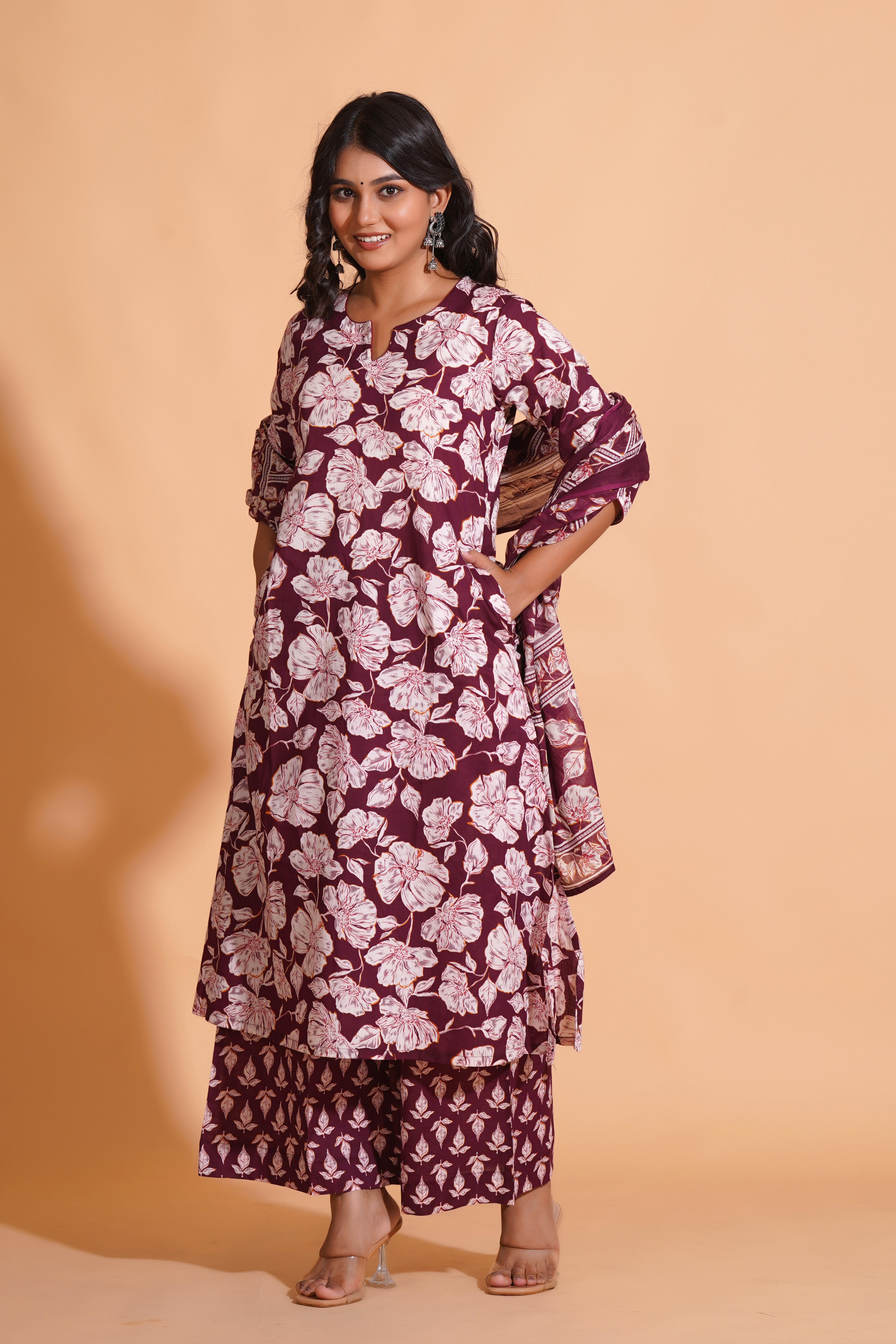 Majestic Maroon Floral suit set