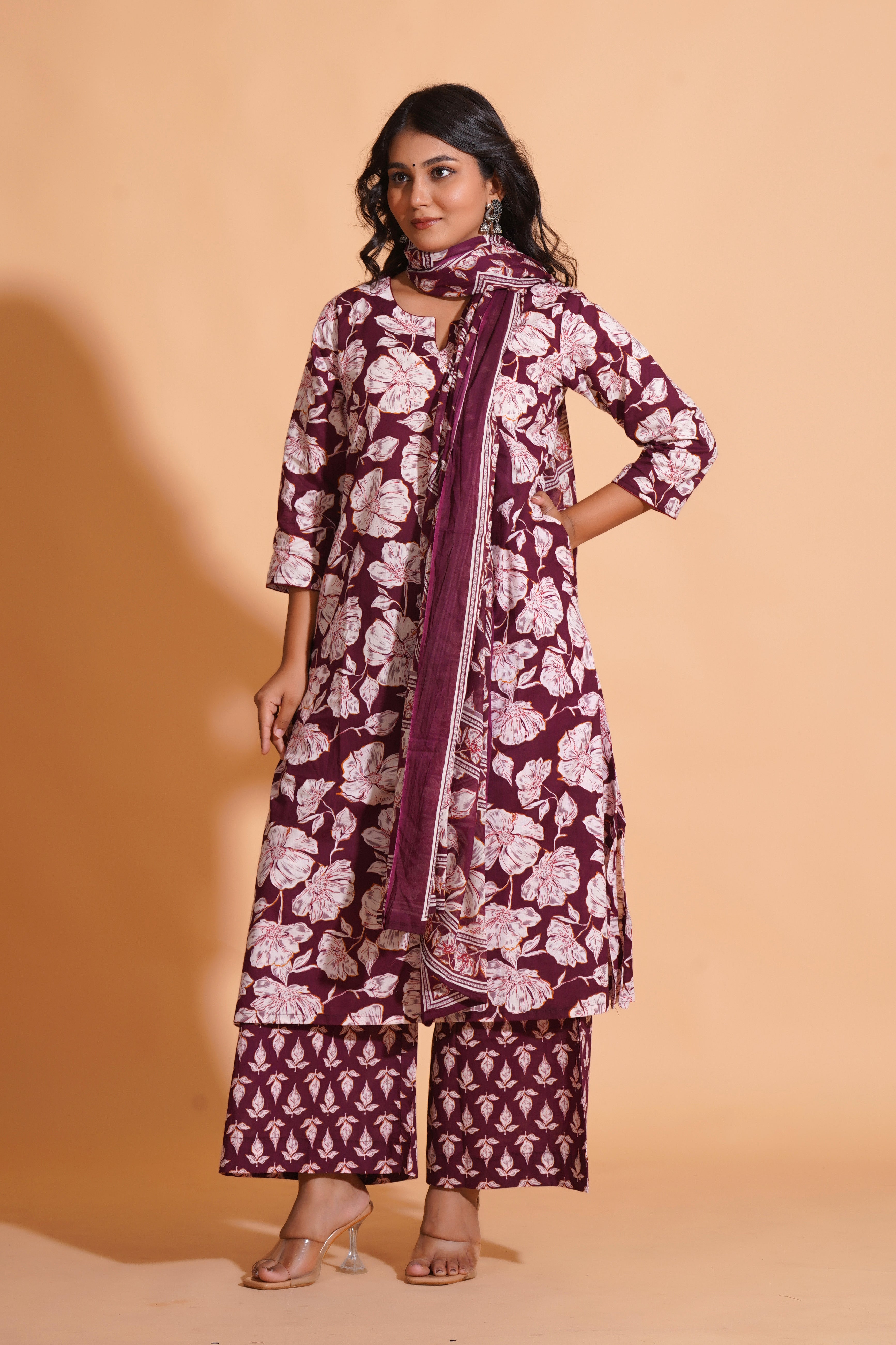 Majestic Maroon Floral suit set