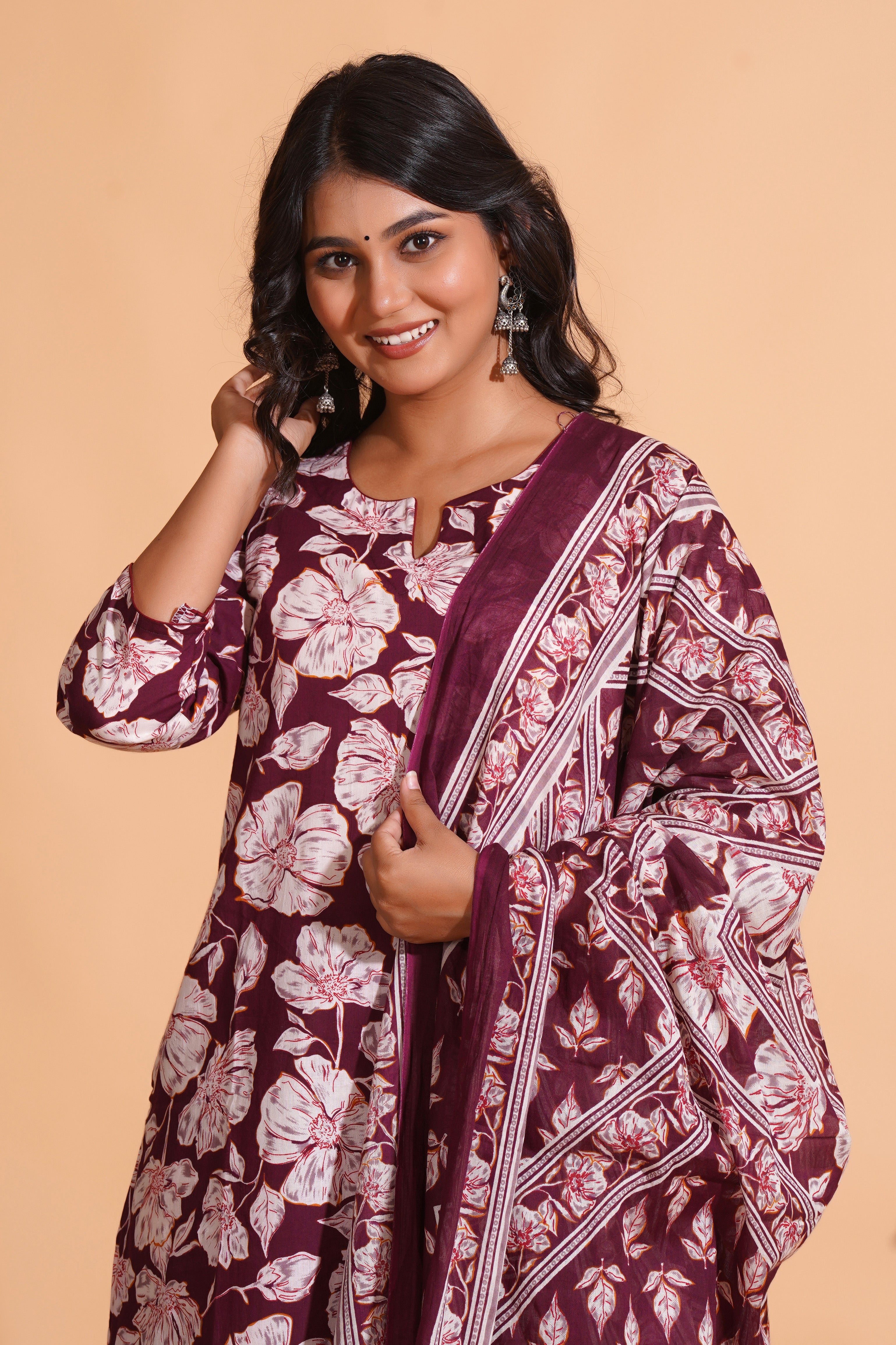 Majestic Maroon Floral suit set