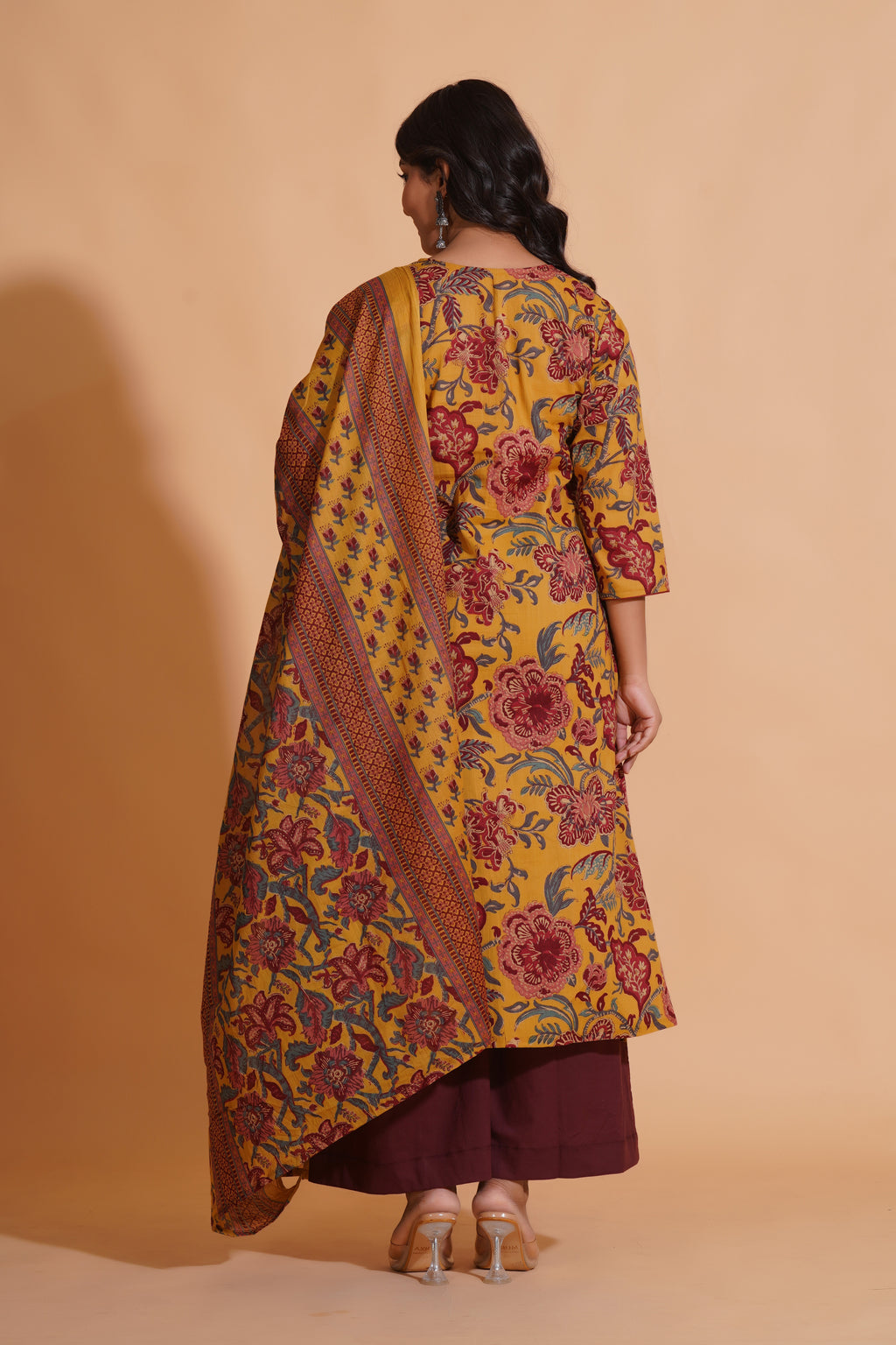 Mustard Maroon Heritage Suit Set