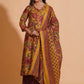 Mustard Maroon Heritage Suit Set