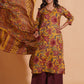 Mustard Maroon Heritage Suit Set