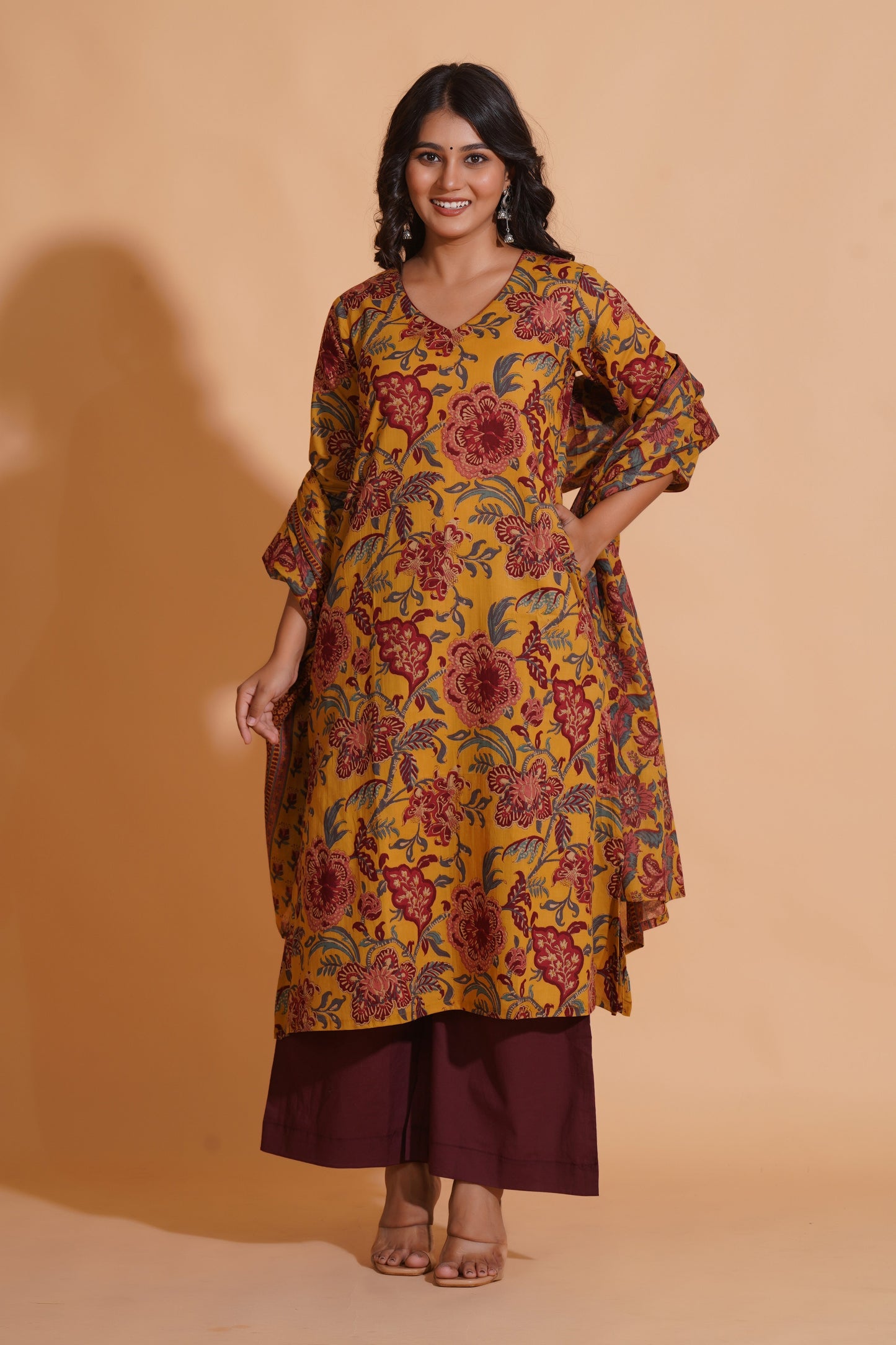 Mustard Maroon Heritage Suit Set