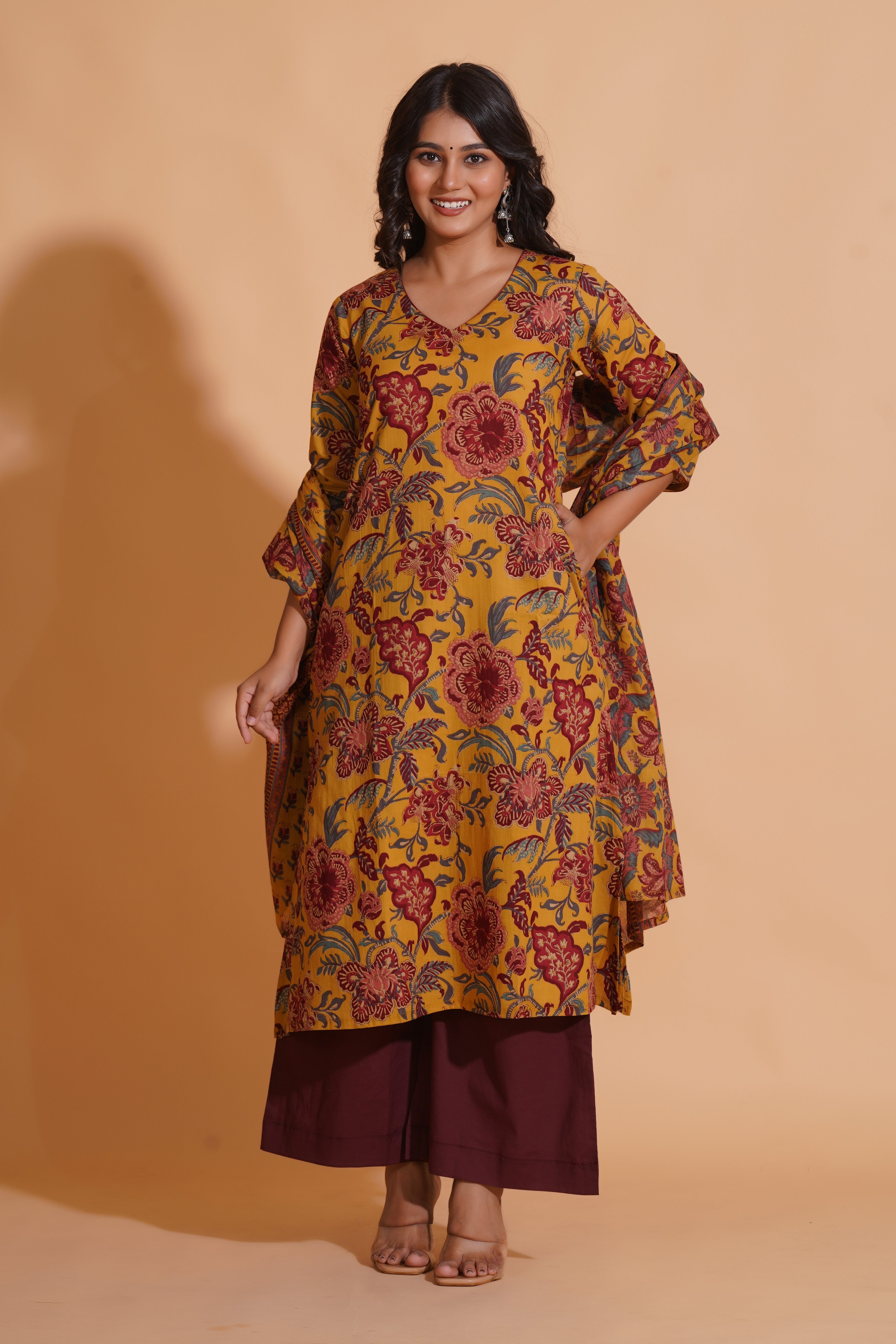 Mustard Maroon Heritage Suit Set