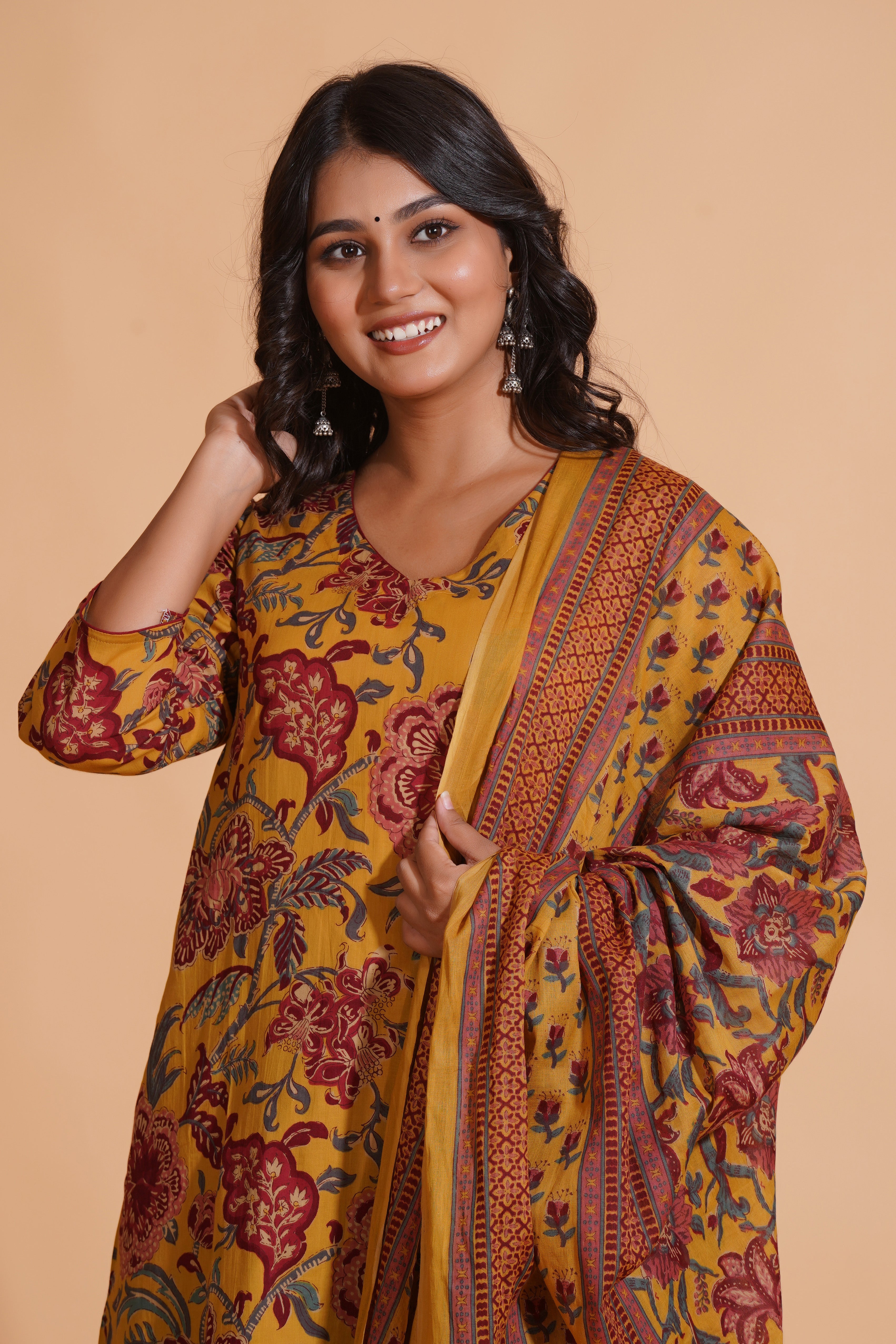 Mustard Maroon Heritage Suit Set