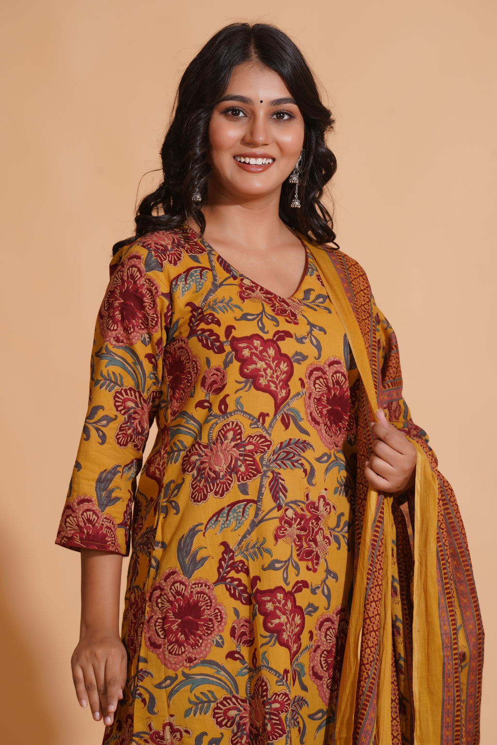 Mustard Maroon Heritage Suit Set