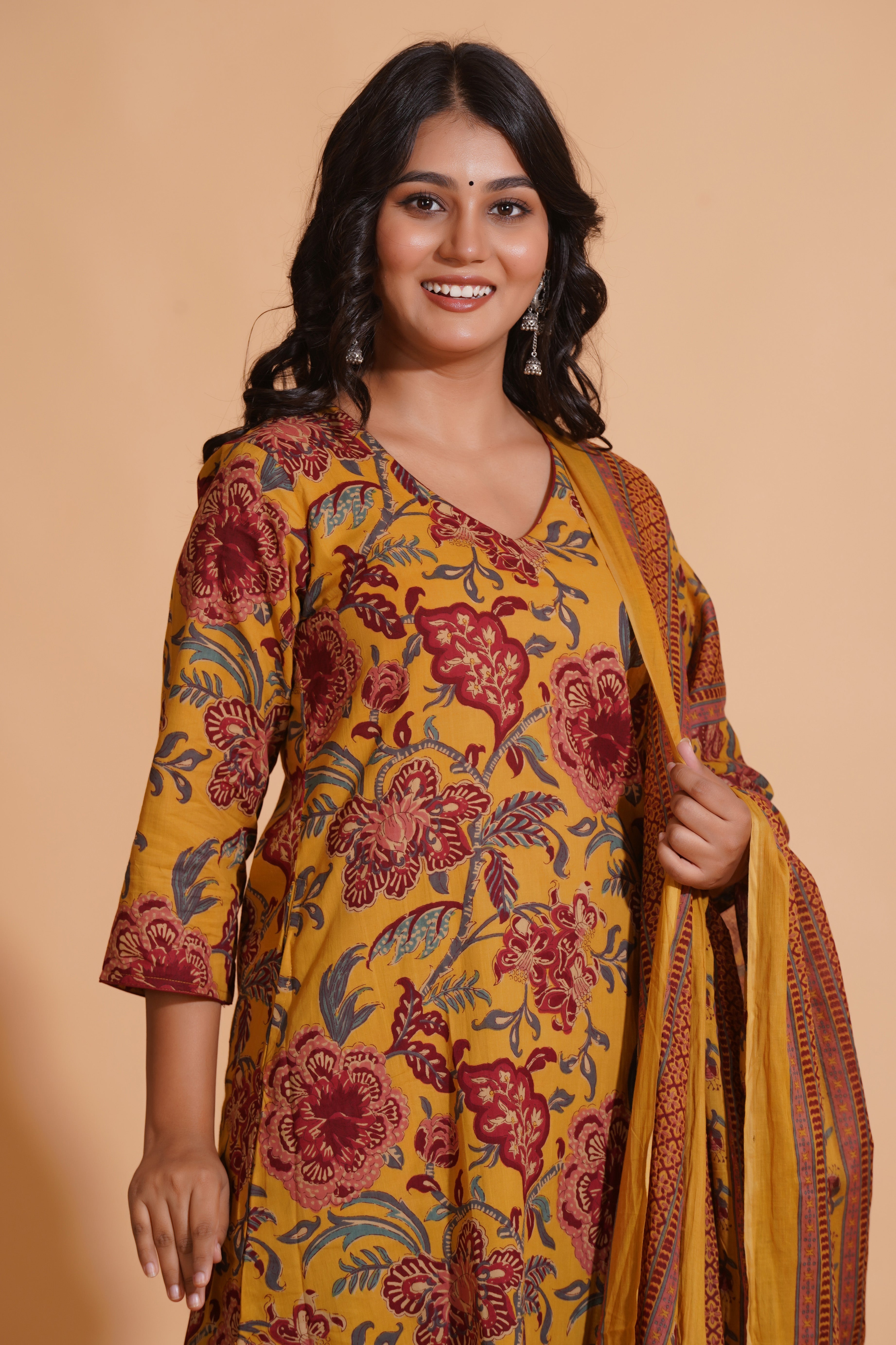 Mustard Maroon Heritage Suit Set