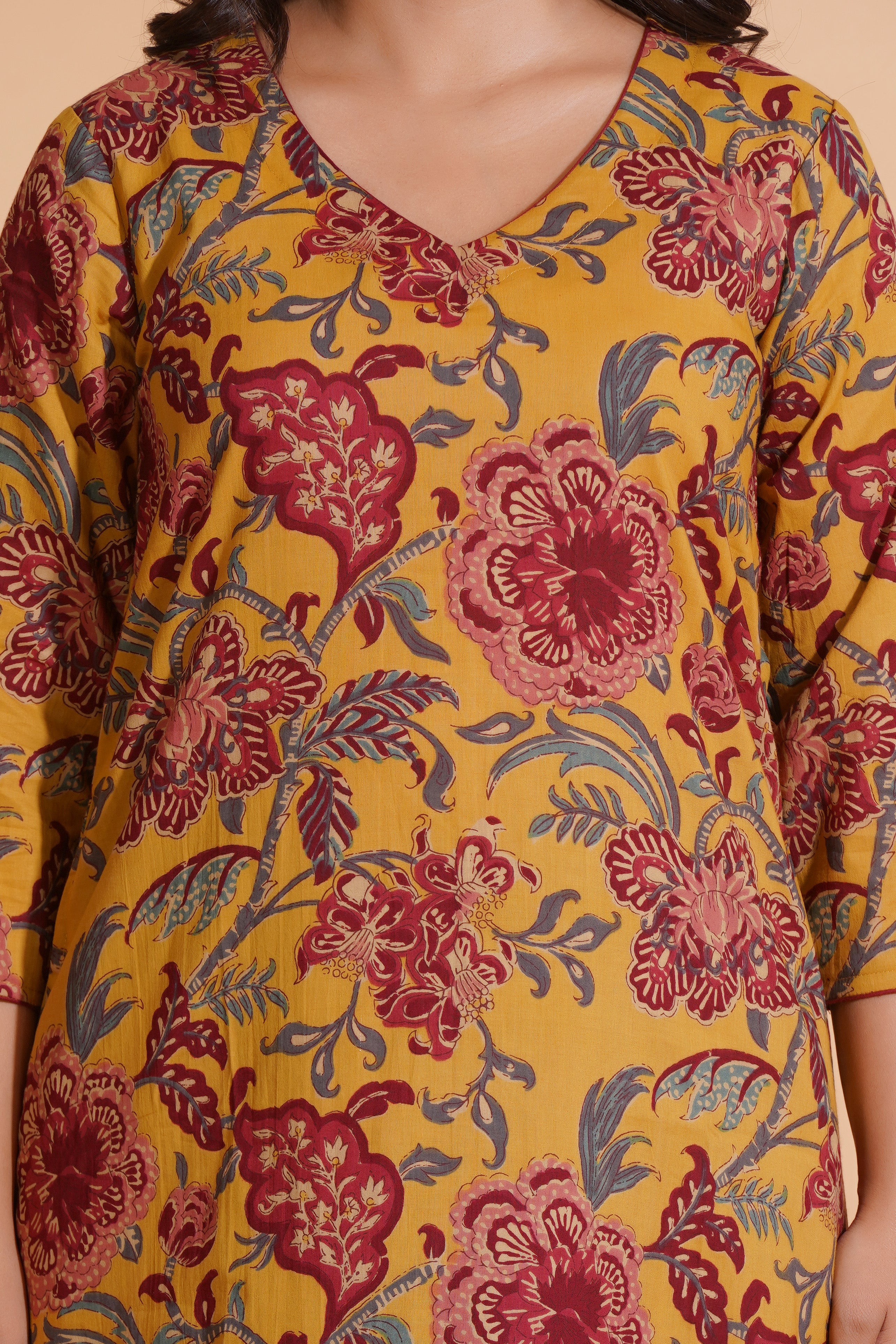 Mustard Maroon Heritage Suit Set