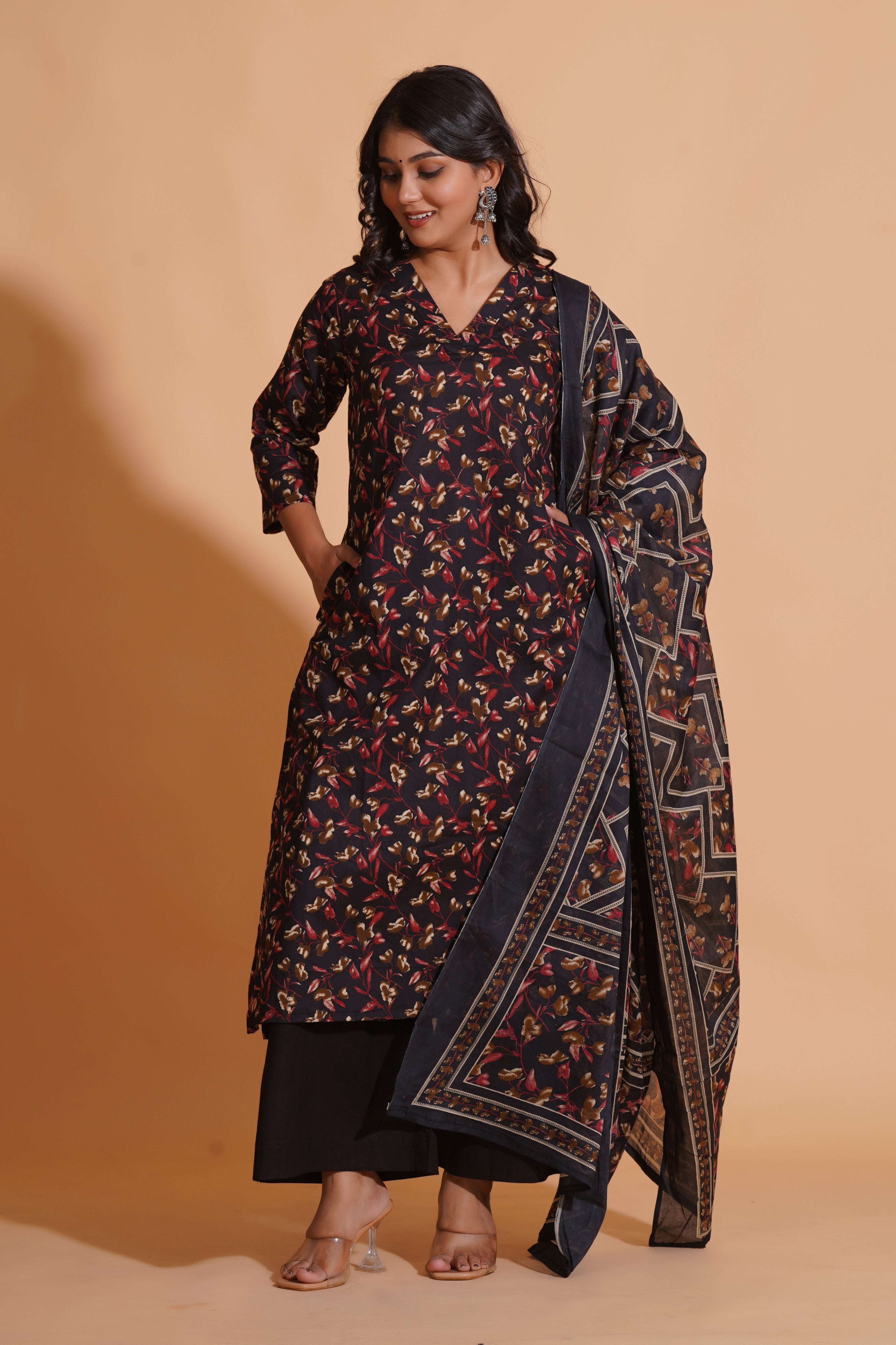 Enchanted Noir Floral Suit Set