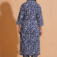 Navy Blossom Heritage Kurta Set
