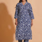 Navy Blossom Heritage Kurta Set