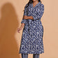 Navy Blossom Heritage Kurta Set