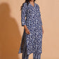 Navy Blossom Heritage Kurta Set