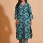 Teal Blossom Print Kurta Set