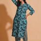 Teal Blossom Print Kurta Set