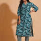 Teal Blossom Print Kurta Set