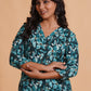 Teal Blossom Print Kurta Set