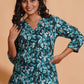 Teal Blossom Print Kurta Set