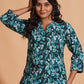 Teal Blossom Print Kurta Set