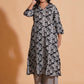 Monochrome Leaf Print Kurta Set