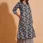 Monochrome Leaf Print Kurta Set
