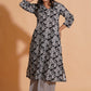 Monochrome Leaf Print Kurta Set