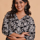 Monochrome Leaf Print Kurta Set