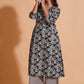Monochrome Leaf Print Kurta Set