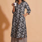 Monochrome Leaf Print Kurta Set