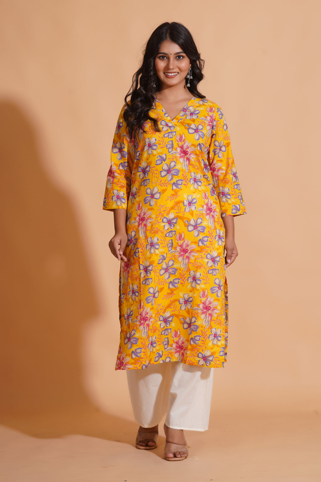 Vibrant Yellow Floral Kurta