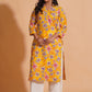 Vibrant Yellow Floral Cotton Kurta Set with Palazzo