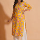 Vibrant Yellow Floral Cotton Kurta Set with Palazzo