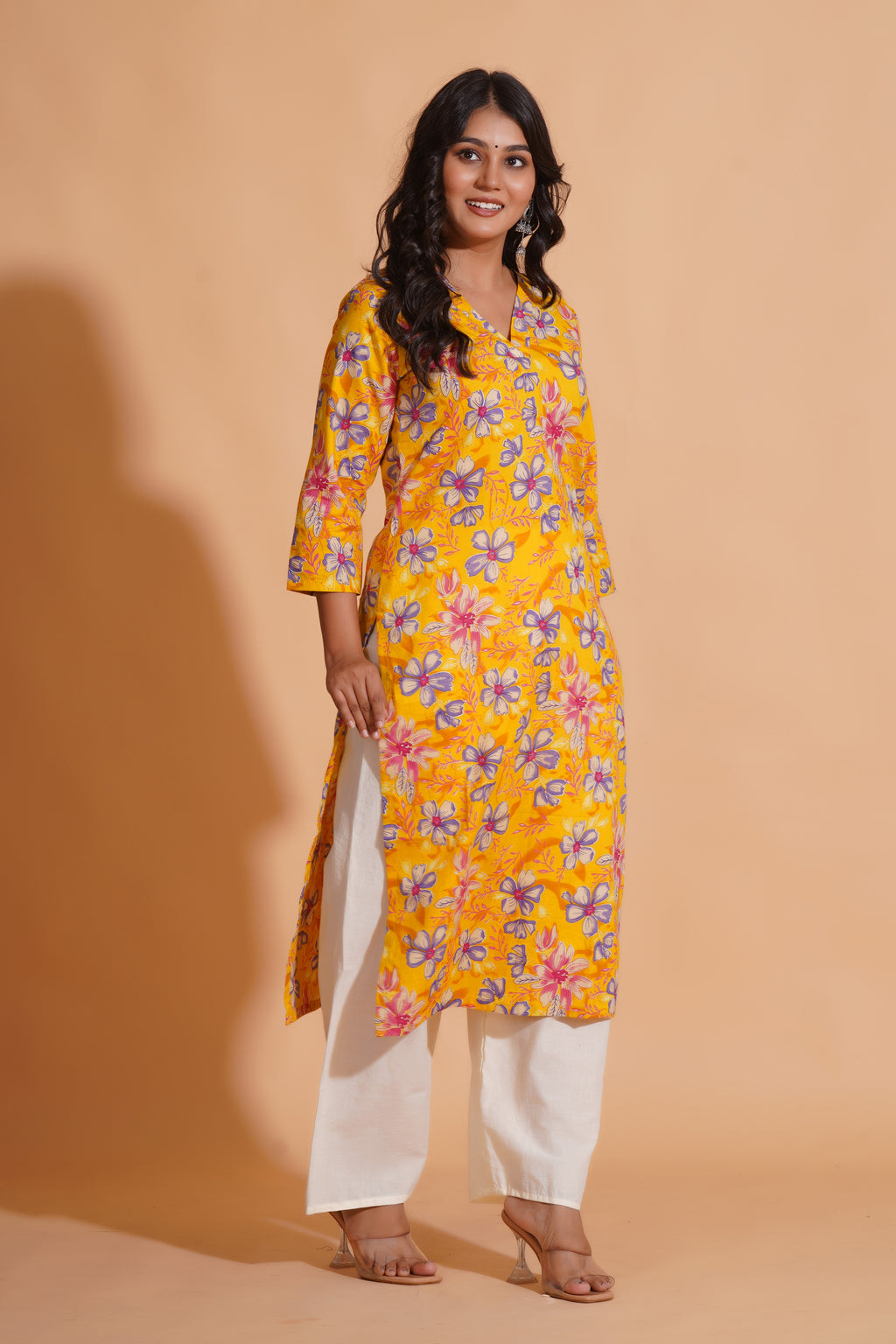 Vibrant Yellow Floral Kurta