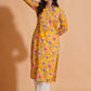 Vibrant Yellow Floral Cotton Kurta Set with Palazzo
