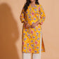 Vibrant Yellow Floral Cotton Kurta Set with Palazzo
