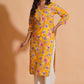 Vibrant Yellow Floral Cotton Kurta Set with Palazzo