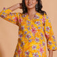 Vibrant Yellow Floral Cotton Kurta Set with Palazzo