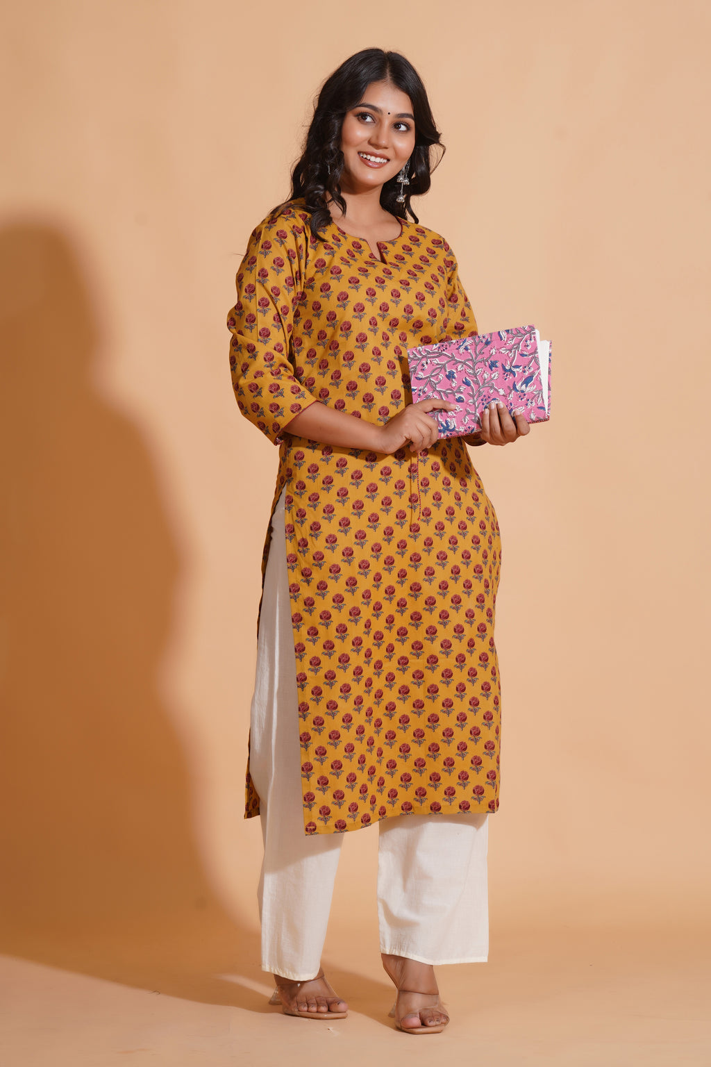 Golden Mustard Floral Kurta