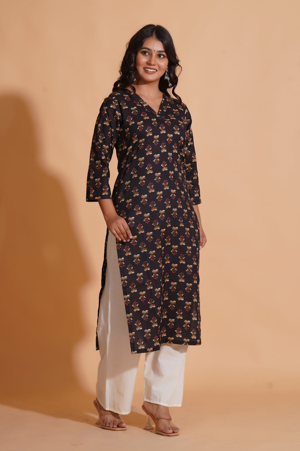 Black Elegance V-Neck Kurta