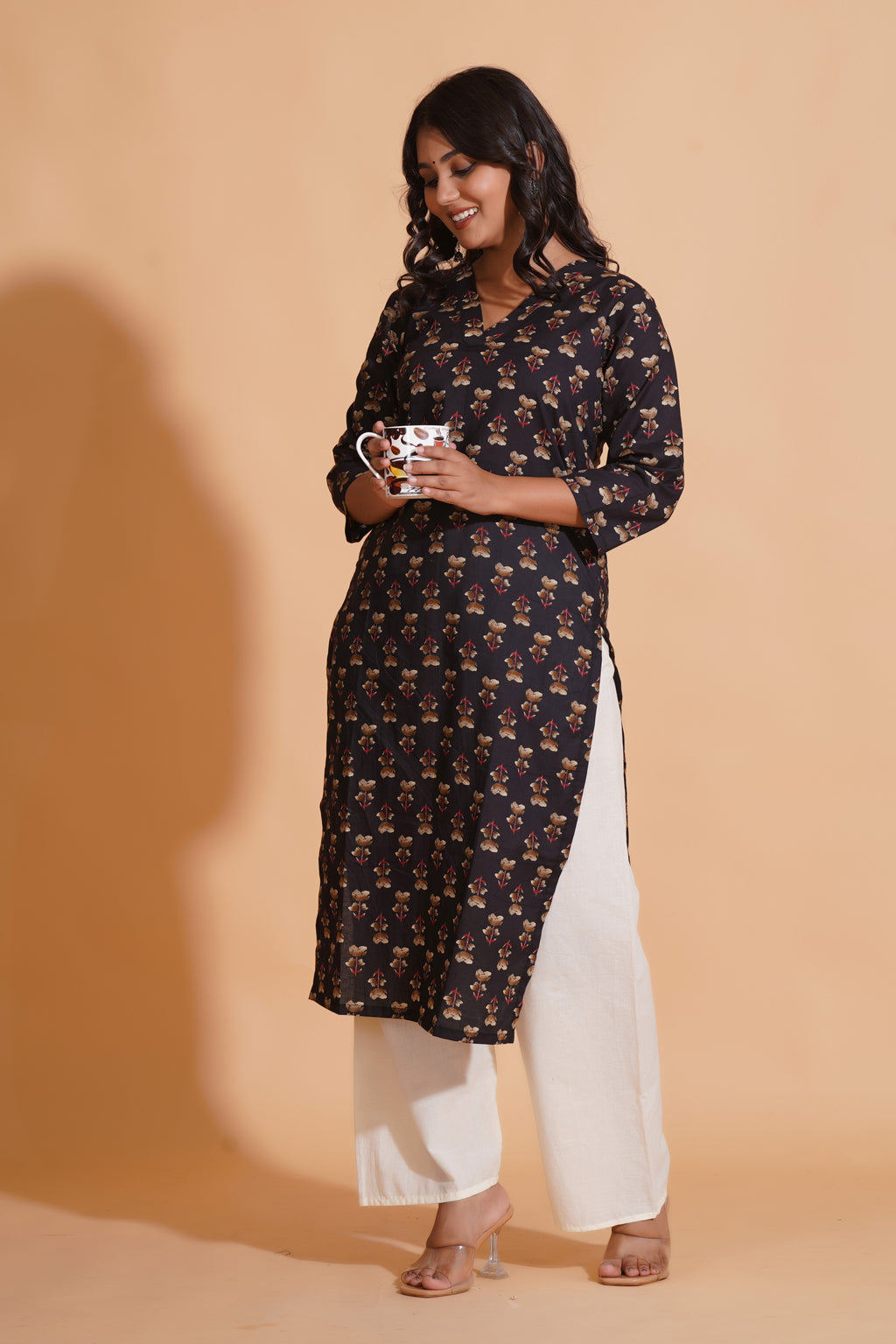 Black Elegance V-Neck Kurta