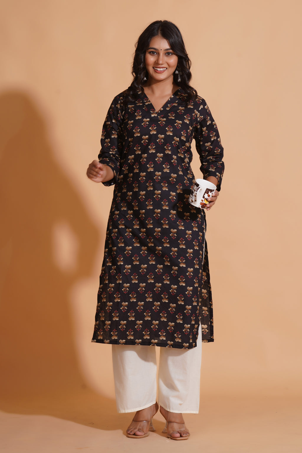 Black Elegance V-Neck Kurta