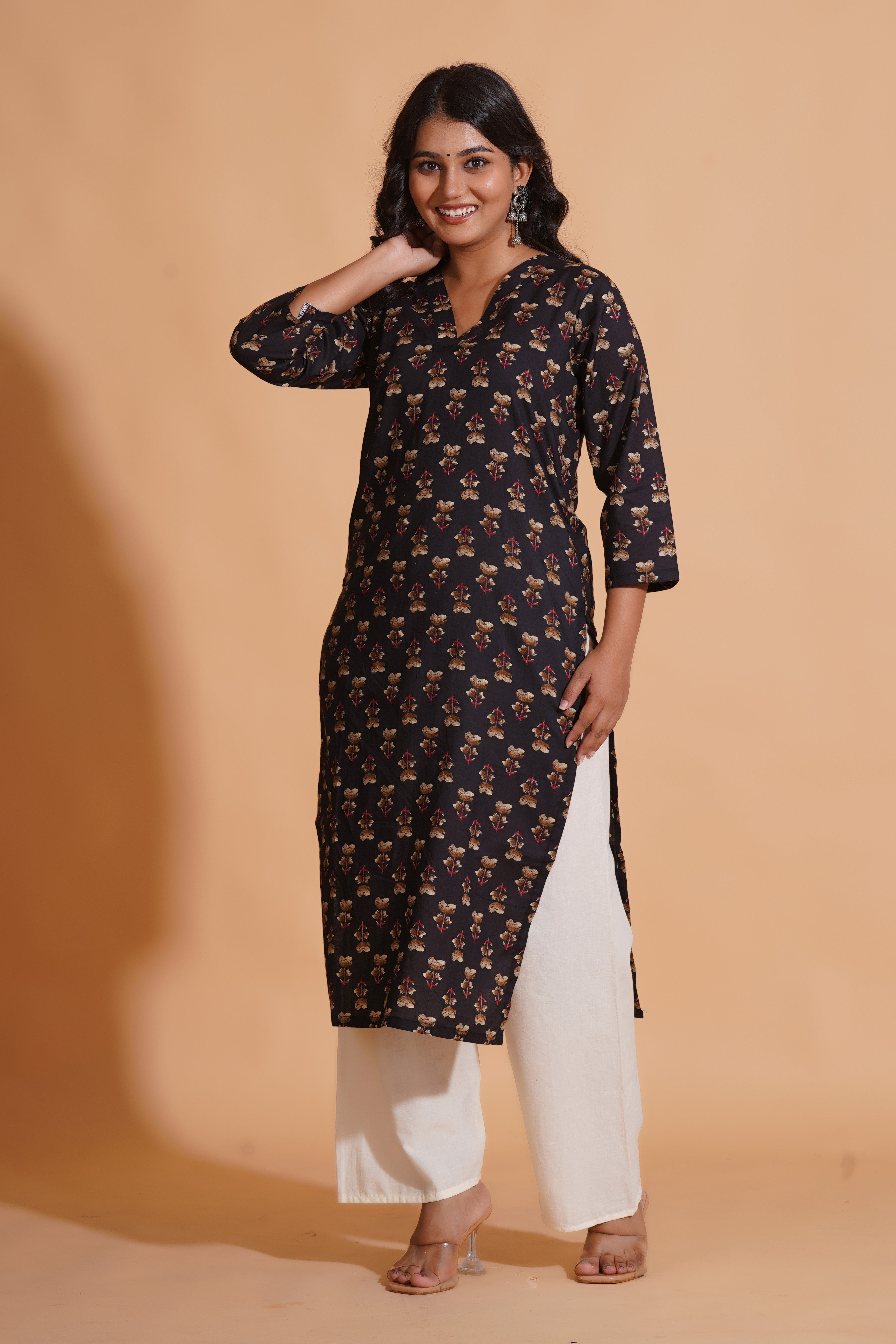 Black Elegance V-Neck Kurta
