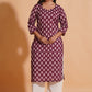 Regal Wine Block-Print Kurta