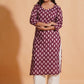 Regal Wine Block-Print Kurta