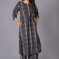Charcoal Stripe Handblock Cotton Kurta Set