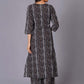 Charcoal Stripe Handblock Cotton Kurta Set